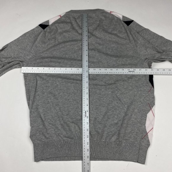 Tommy Hilfiger Pima Cotton Argyle Diamond Sweater Men's XL Gray Knit V Neck - Picture 6 of 8